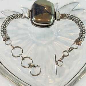 New Apache Pyrite Bracelet in Sterling Silver – Adjustable, Boho Artisan Style